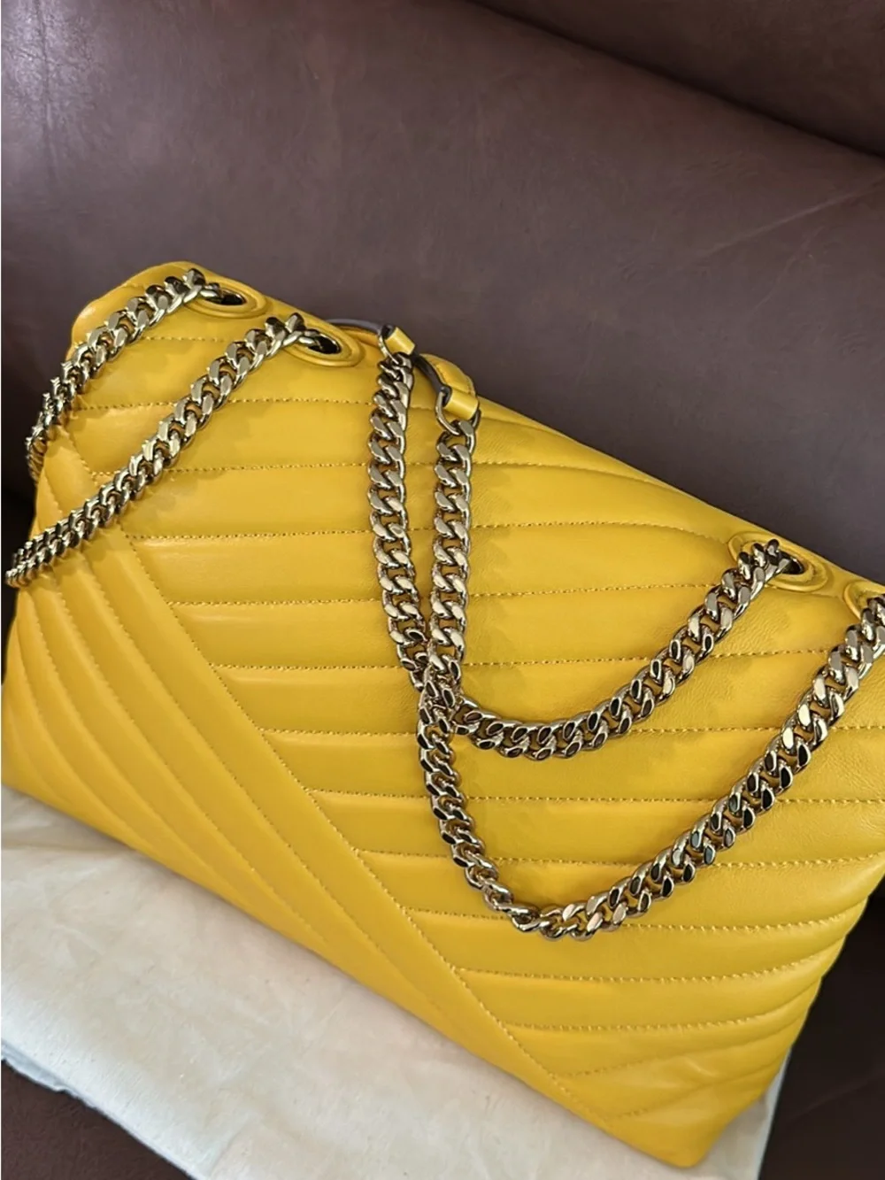 Tory Burch Kira Chevron Convertible Shoulder Bag in quilted leather.